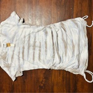 PINK Victoria's Secret Tie-Dye Ruched Tee - White & Tan